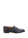 Doucal's Blue Leather Moccasin In Black