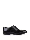 Doucal's Blue Oxford Shoes In Brushed Leather With Toe Cap In Black