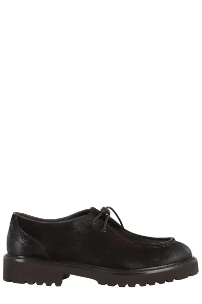 Doucal's Brown Suede Derby Shoes With Lace-up Closure