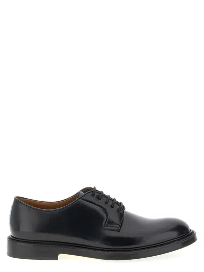 Doucal's Brushed Calf Leather Derby Oxford In Black