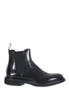 Doucal's Polished Leather Ankle Boots With Elastic Side Panels In Black