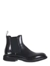Doucal's Polished Leather Ankle Boots With Elastic Side Panels In Black