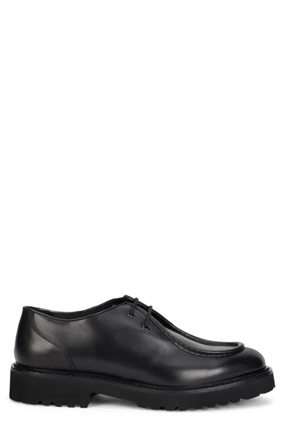 Doucal's Leather Lug-sole Lace-up Shoes In Black