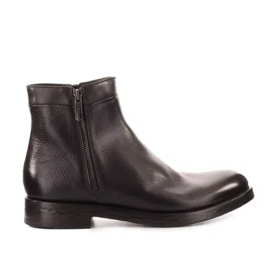 Doucal's Dark Brown Ankle Boot With Zip In Burgundy