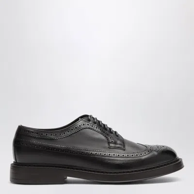Doucal's Dark Brown Leather Derby Shoes With Brogue Detailing