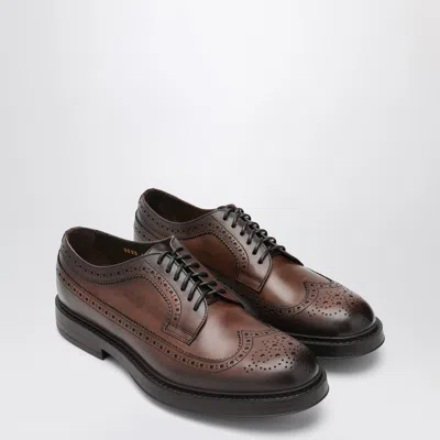 Doucal's Dark Brown Leather Wingtip Oxford Shoes
