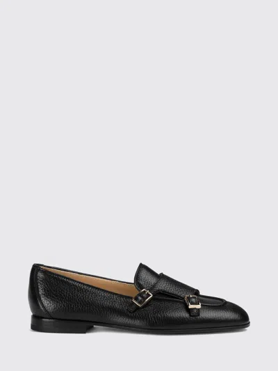 Doucal's Deerskin Double Monk Strap Shoes With Raised Moc-toe In Black