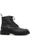 Doucal's Derby Boots With Textured Leather In Black