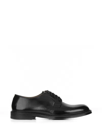 Doucal's Derby In Black Brushed Leather