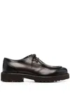 Doucal's Dark Brown Calfskin Derby Shoes With Decorative Seams In Brown