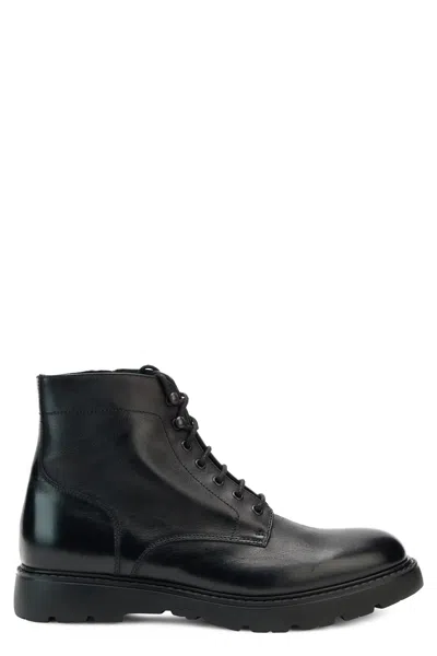 Doucal's Calfskin Leather Lace-up Ankle Boots With Thick Sole In Black