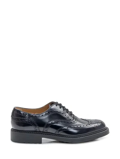 Doucal's Laced Brogue In Black Leather