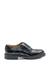 Doucal's Laced Brogue In Polished Leather In Black