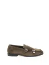 Doucal's Olive Suede Moccasin With Double Buckle In Green