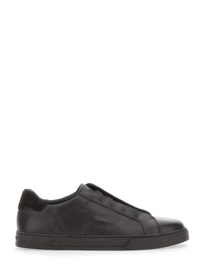 Doucal's Spencer Brown Low Top Sneaker For Men In Leather Slip-on Design