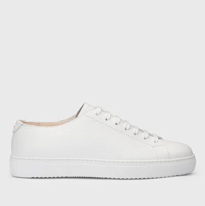 Doucal's Drummed Leather Sneaker In White
