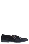 Doucal's Duke Suede Monk-strap Shoes In Blue