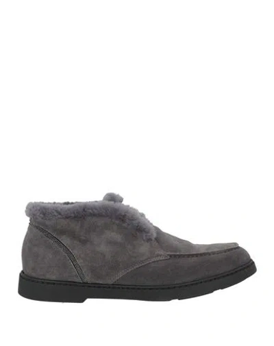 Doucal's Edo Donna Woman Ankle Boots Charcoal Size 9 Shearling In Gray