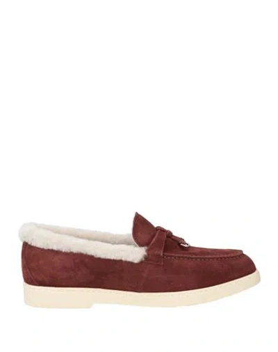 Doucal's Edo Woman Loafers Burgundy Size 8 Leather In Animal Print
