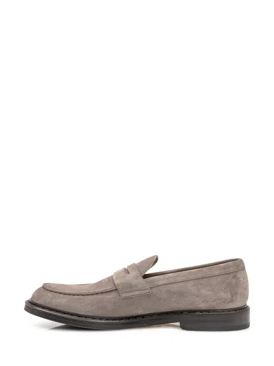 Doucal's Elegant Moccasin Loafers With Stylish Masked Design In Brown