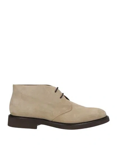 Doucal's Genova Man Ankle Boots Beige Size 9.5 Calfskin In Neutral