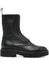 Doucal's Lace-up Ankle Boots With Sturdy Rubber Sole In Black