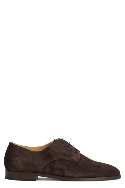 Doucal's Laced Shoes In Suede Leather In Transparent