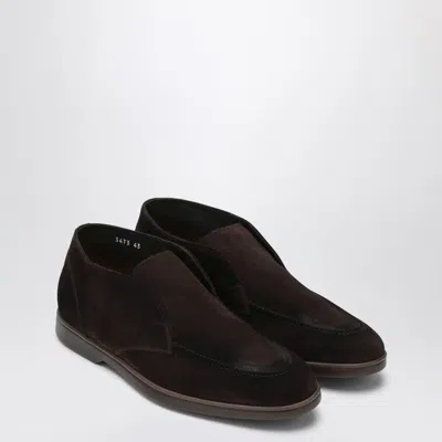 Doucal's Lacefree Desert Boot In Brown Suede In Black