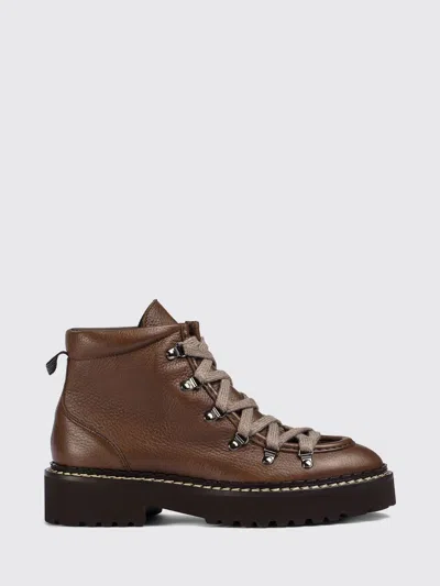 Doucal's Lace-up Deerskin Combat Boots With Lug Sole In Brown