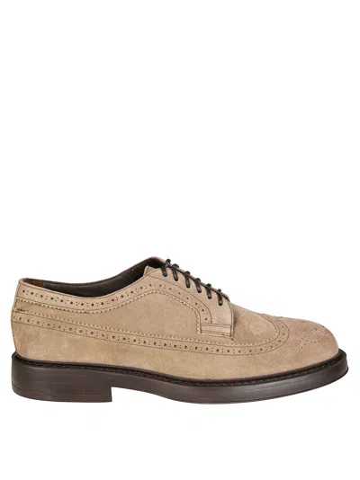 Doucal's Lace-up Suede Brogues In Brown