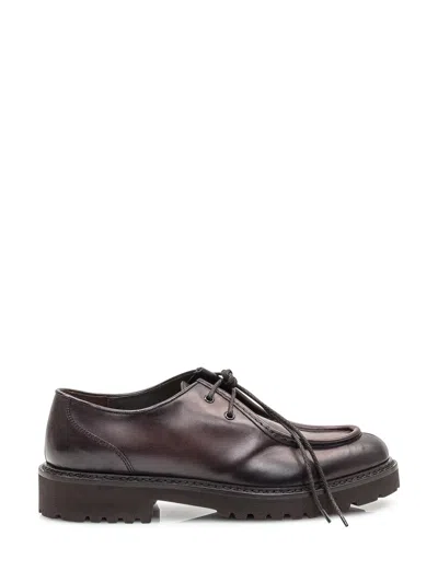 Doucal's Luxe Leather Lace-up Shoes In Brown