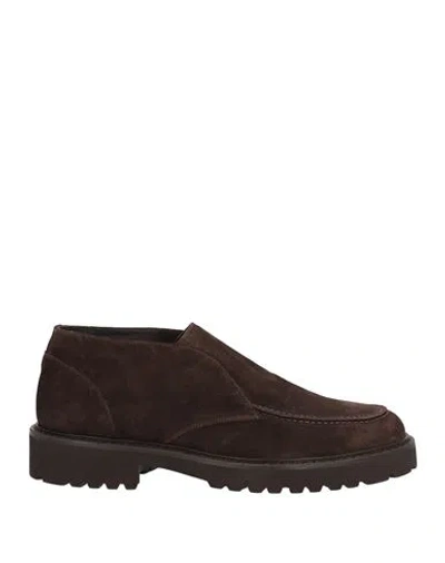 Doucal's Man Ankle Boots Dark Brown Size 11 Leather In Burgundy