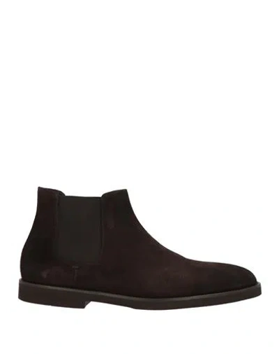 Doucal's Man Ankle Boots Dark Brown Size 9 Leather In Burgundy
