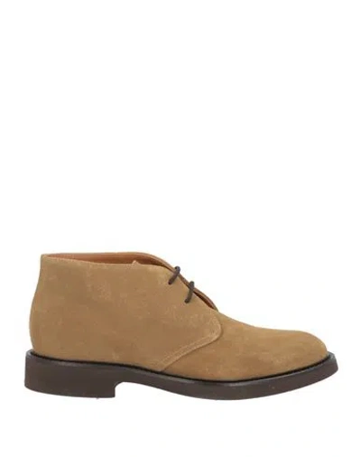 Doucal's Man Ankle Boots Khaki Size 9 Leather In Gold