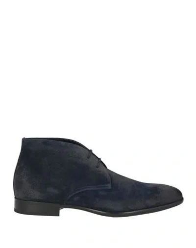 DOUCAL'S DOUCAL'S MAN ANKLE BOOTS MIDNIGHT BLUE SIZE 8 LEATHER