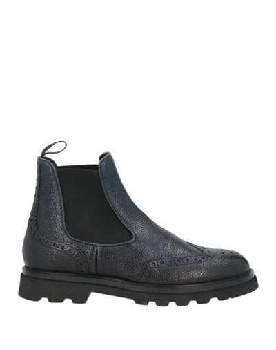 Doucal's Man Ankle Boots Navy Size 9 Leather In Blue