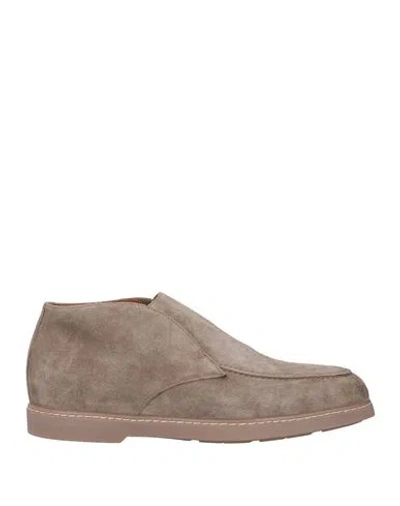 Doucal's Man Ankle Boots Taupe Size 7 Soft Leather In Gray