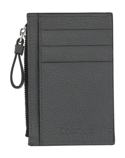 Doucal's Man Cardholder Charcoal Size - Calfskin In Gray