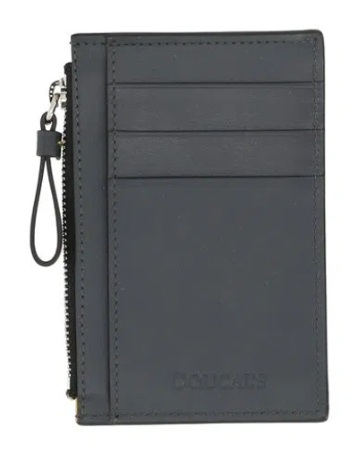 Doucal's Man Cardholder Charcoal Size - Calfskin In Gray