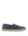 Doucal's Man Espadrilles Pastel Blue Size 8 Soft Leather