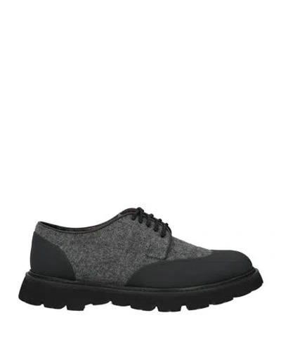 Doucal's Man Lace-up Shoes Black Size 8 Leather, Textile Fibers