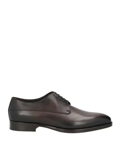 Doucal's Man Lace-up Shoes Dark Brown Size 7.5 Leather