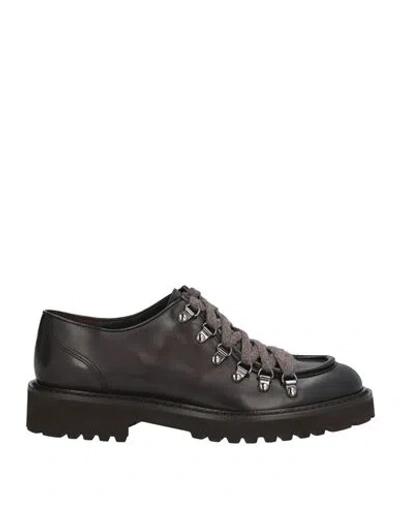 Doucal's Man Lace-up Shoes Dark Brown Size 9 Leather