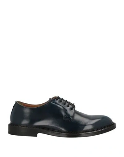 Doucal's Man Lace-up Shoes Navy Size 12 Leather In Black