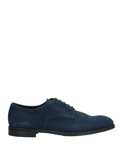 Doucal's Man Lace-up Shoes Navy Size 7 Soft Leather In Navy Blue