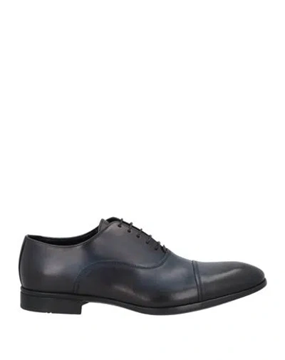 Doucal's Man Lace-up Shoes Slate Blue Size 8 Soft Leather