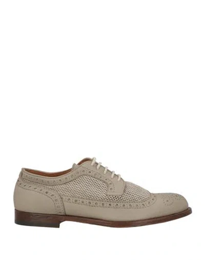 Doucal's Man Lace-up Shoes Taupe Size 8 Leather, Textile Fibers In Gray