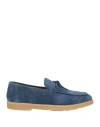 Doucal's Man Loafers Blue Size 9 Leather In Navy Blue