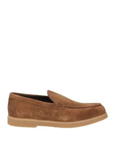 Doucal's Man Loafers Camel Size 9 Leather In Brown