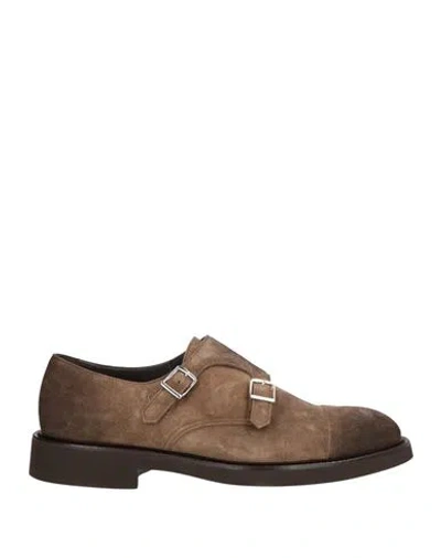 Doucal's Man Loafers Khaki Size 9 Leather In Sand